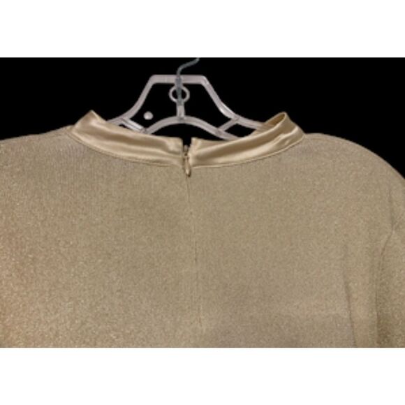 NWT Antonio Melani Gold Metallic Thread Satin Tie Sweater Sz XL Holidays High Nk - Picture 6 of 13